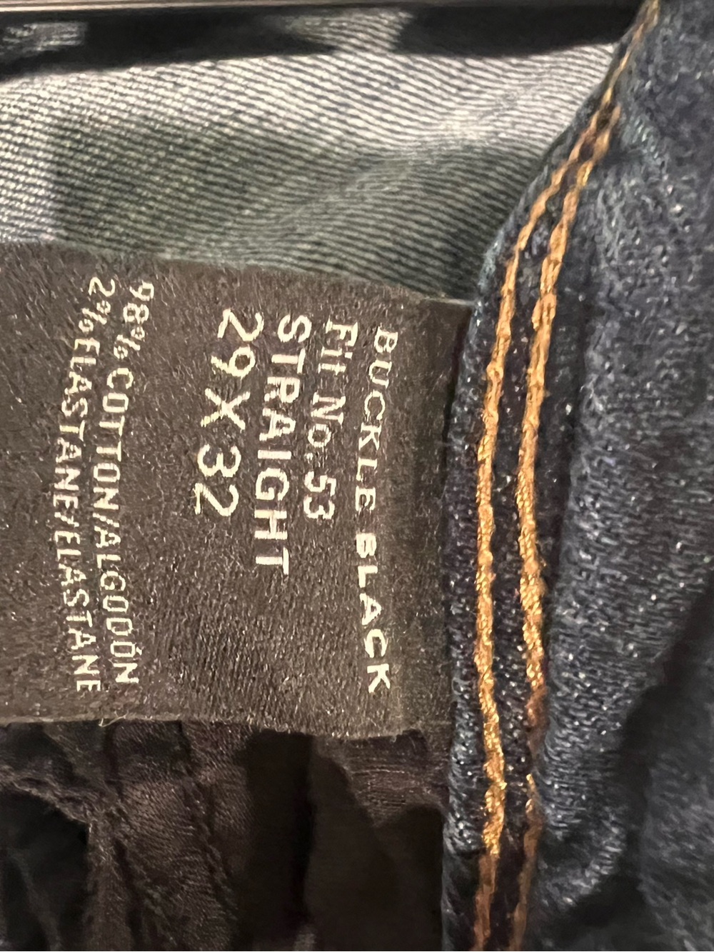 Buckle Black Women's Straight Jeans in Dark Indigo with Copper Stitching